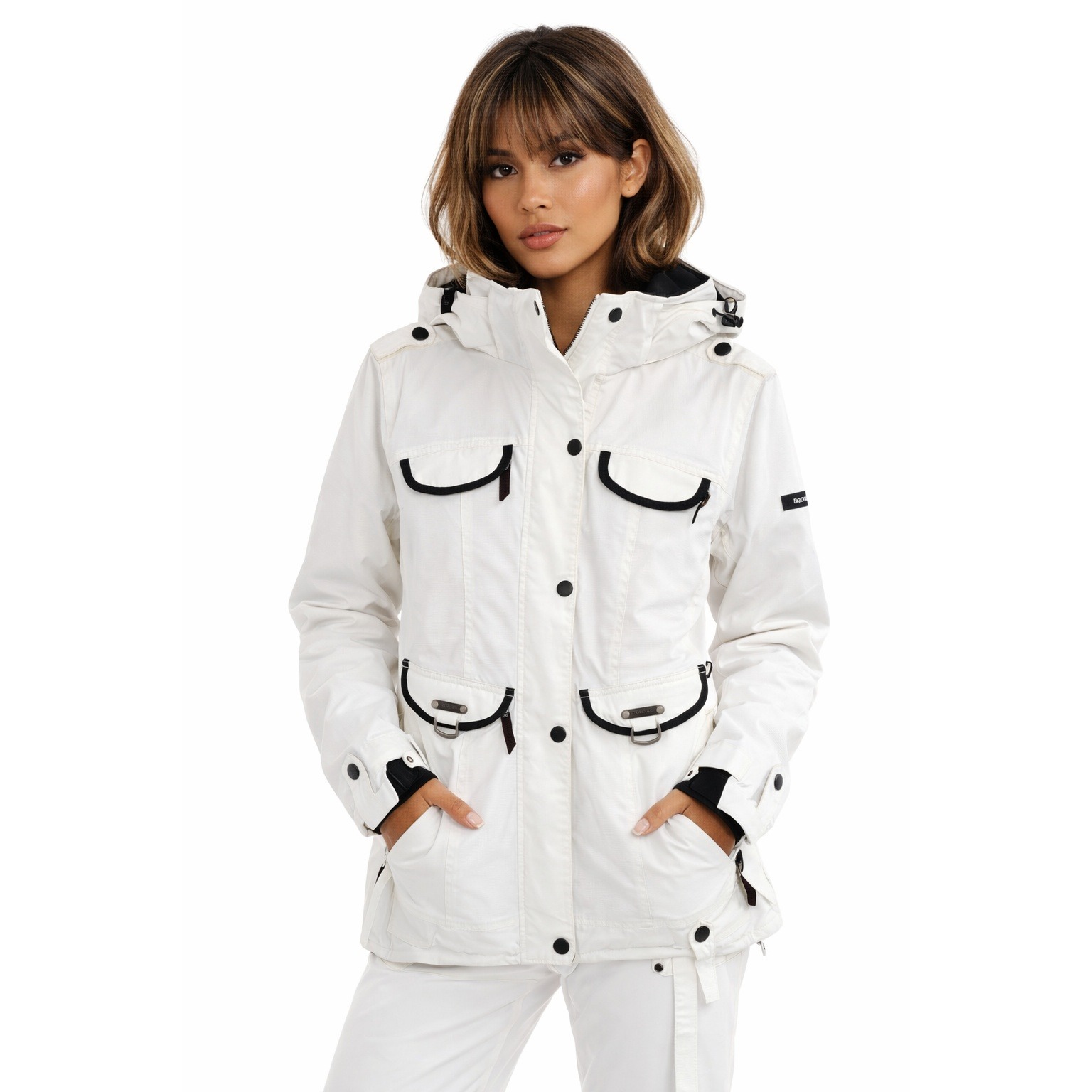 Body Glove Womens White Hooded Ski Snowboard Winter Jacket M Waterproof